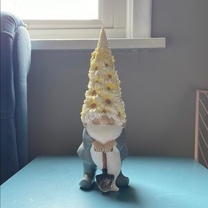 Charming Gnome Figurine with Yellow Floral Hat